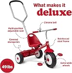 Kids Bike, Toddler Bike, Toddler Toys, Kids Toys for Ages 2-4, Radio Flyer Deluxe Steer & Stroll Tricycle, Trike for Ages 2-5, Red | 2-in-1 Parent Steer Tricycle, Removable Push Handle, Steel Frame, Tricycle for Toddlers and Kids, Covered Storage Bin