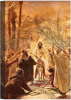 IPIC - Entry of Jesus in Jerusalem (Palm Sunday) by Felix Tafsart, Acid-Free Cotton Canvas by Giclee Prints and Stretched Canvas Art for Office Decor and Home Decor. 12" W x 18" H
