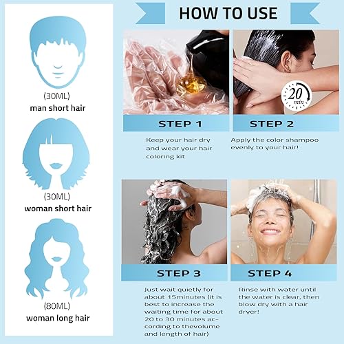 Miniatura 5 de Champú de tinte para el cabello 3 en 1 para mujeres y hombres, champú de color de cabello rojo vino, refresca el cabello solo 20 minutos - planta