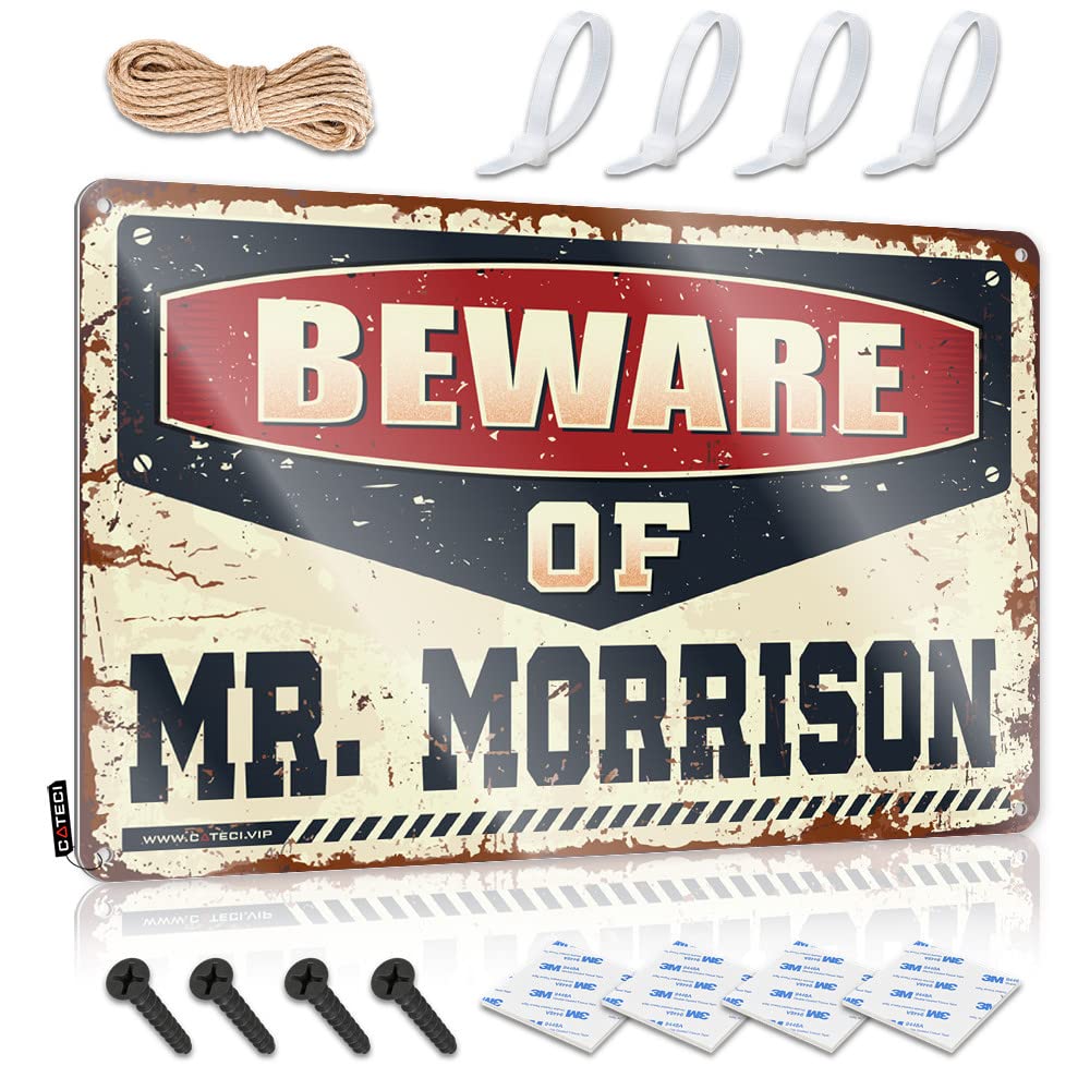 Funny Metal Signs Decor Beware Of Mr. Morrison Tin Sign Tin Metal Bar Signs Bar Rules Tin Metal Sign