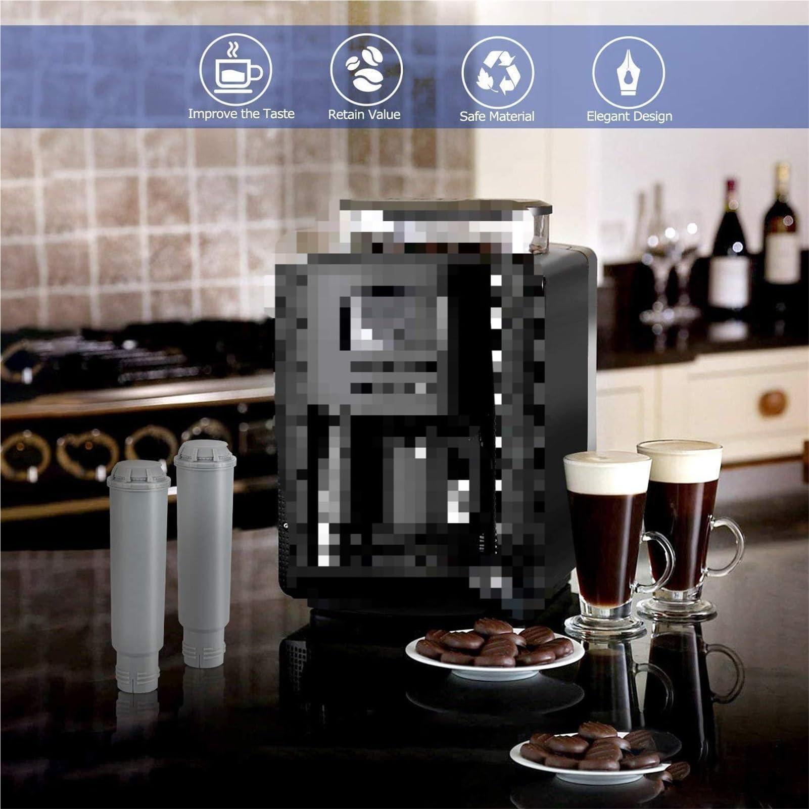 1/4 pezzi Cartuccia filtro for macchina da caffè Filtro acqua di ricambio Installazione semplice(4 PCS)