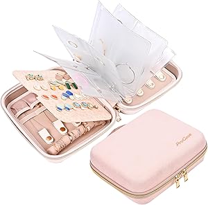 ProCase Medium Travel Jewelry Organizer Case Ring Binder Pink