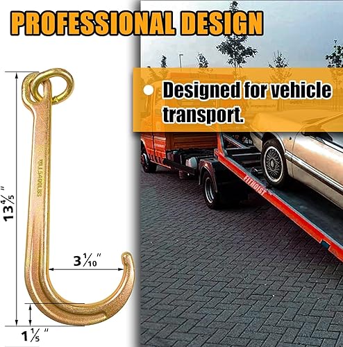 Miniatura 4 de FITHOIST Paquete de 2 ganchos en J de 15 pulgadas Gancho de remolque en el enlace de acoplamiento Gancho de remolque en J chapado en zinc amarillo