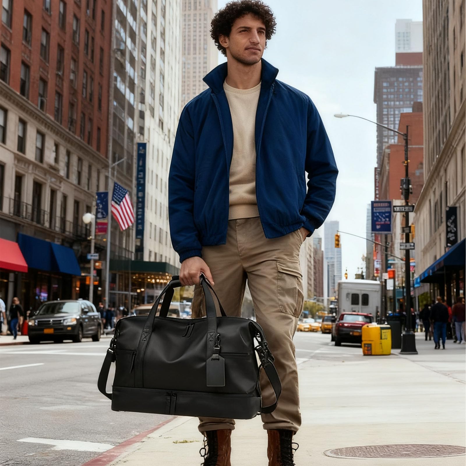 Bolsa de viaje para hombre, 50 x 20 x 34 cm, bolsa de fin de semana, bolsa de gimnasio deportiva con compartimento para zapatos, bolsa de equipaje de mano, múltiples bolsillos