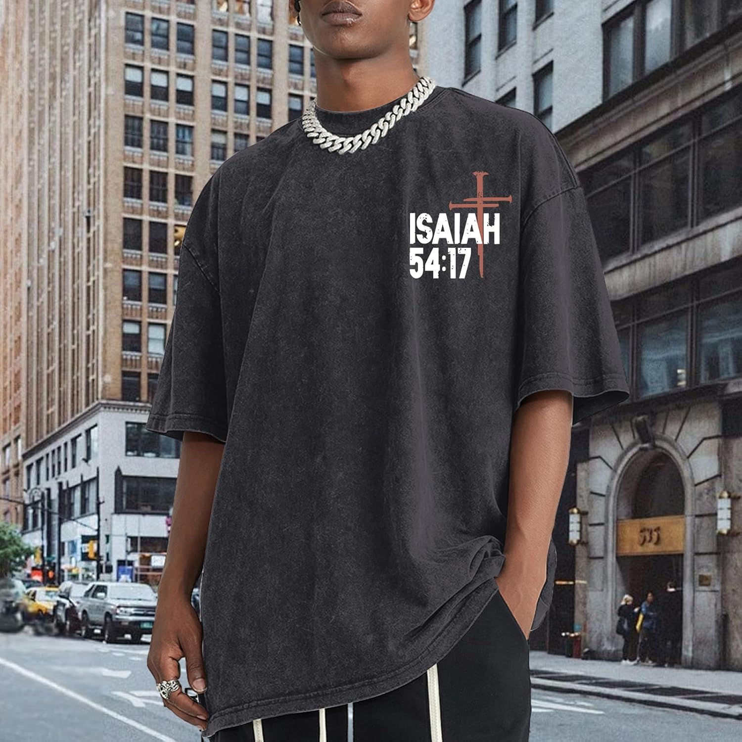 Christian Jesus Shirts for Men Faith Religious Graphic Tees Vintage Oversized Acid Wash Tshirts God Shirt Streetwear - Image 3