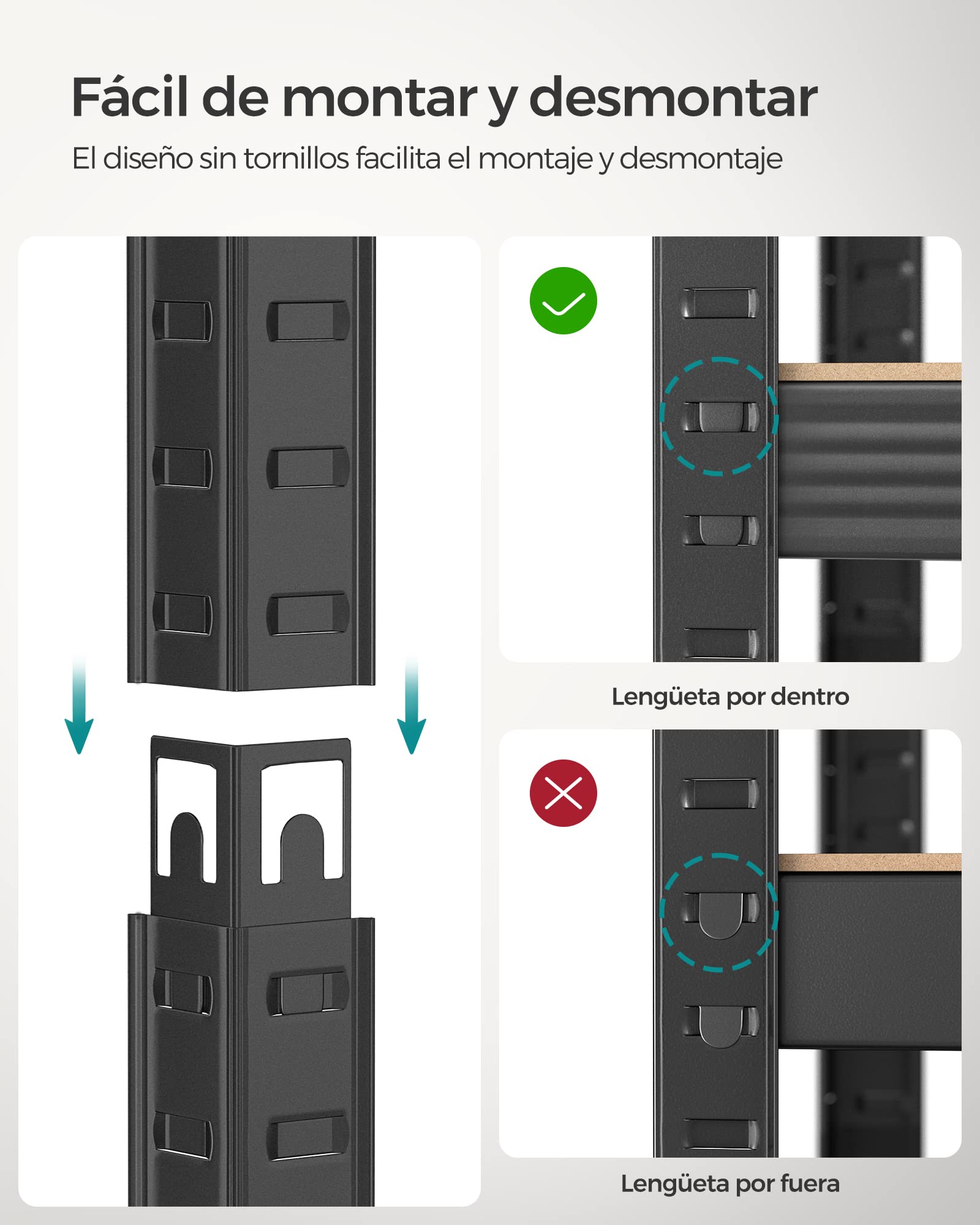 SONGMICS Estantería de 5 Niveles, Carga de 400 kg, Estantes Ajustables