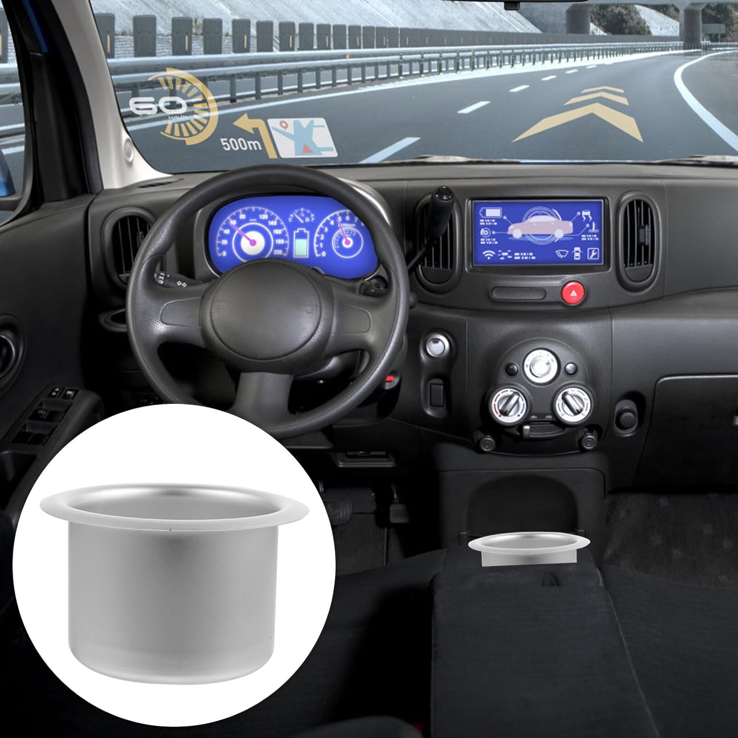 Mobestech Car Drinks Holder Cup Storage Holder Recessed Holder Replacement Car Cup Aluminum Drinks Holder for Car and Sofa (10.20X10.20X6.30CM)