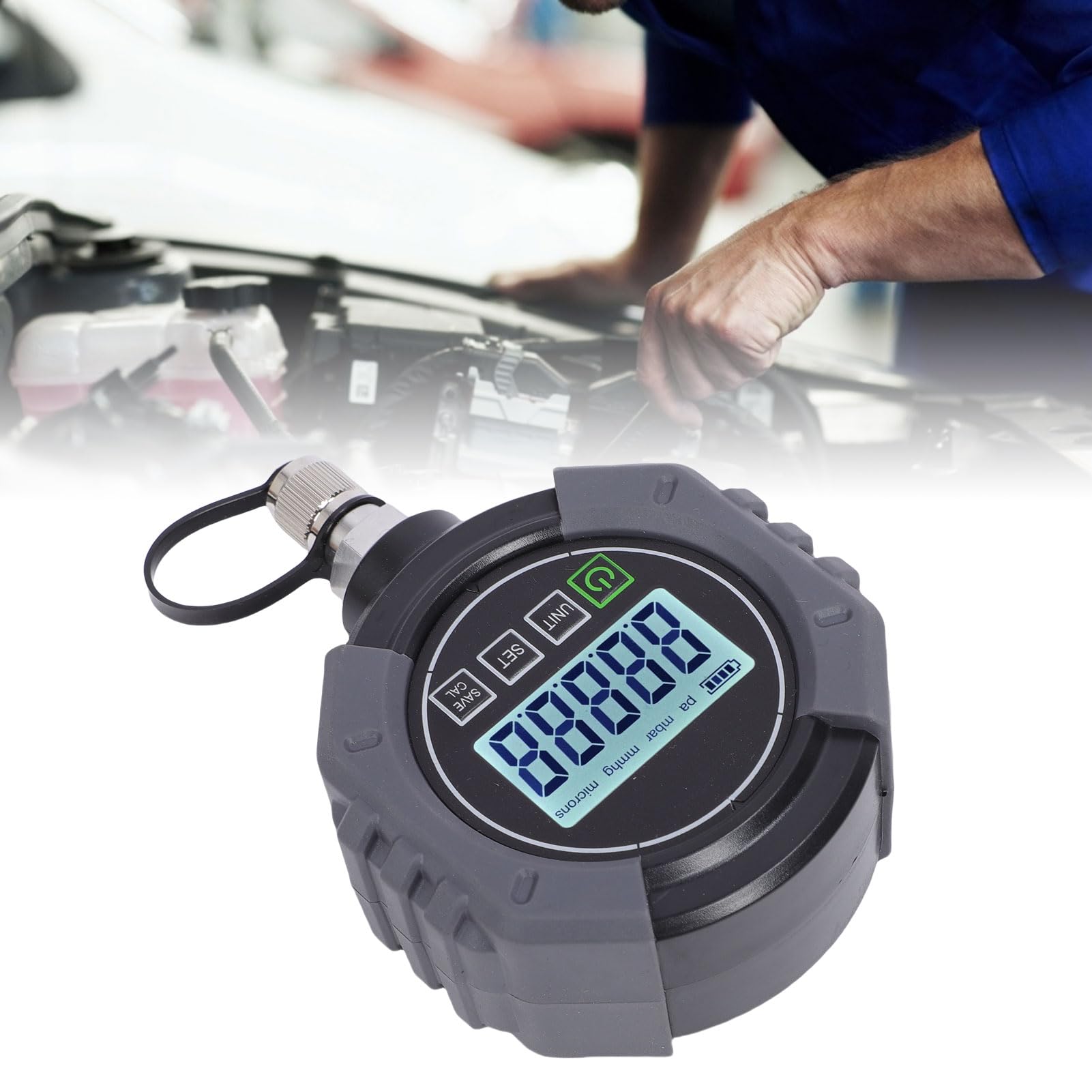 ViaGasaFamido Medidor de Vacío Digital, Probador de Medidor de Vacío de Micrones HVAC con Sensor de Alta Sensibilidad Monitoreo de Aplicaciones en Tiempo Real para Detección de Fugas en