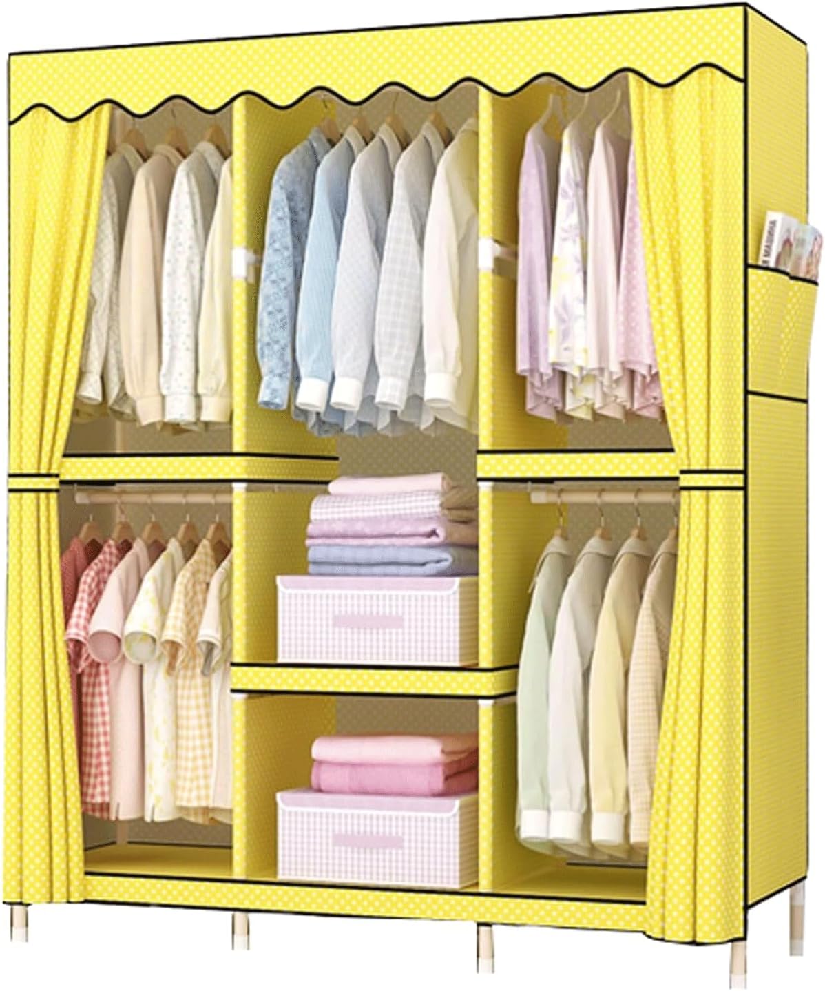 Portable Closet Portable Wardrobe Closet Wooden Frame Clothes Closet Fabric Wardrobe 51x18x69in Large Closet for Bedroom Hanging Closet Spacious
