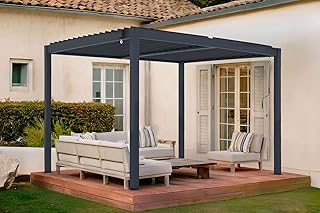 CAZEBOO Bioklimatische Pergola Piana 3x2,5m 8m² Anthrazitgrau Aluminium Freistehend - Pergola Garten mit Verstellbaren Lamellen 110° - Wetterfeste Terrassenüberdachung Stabil Windresistent