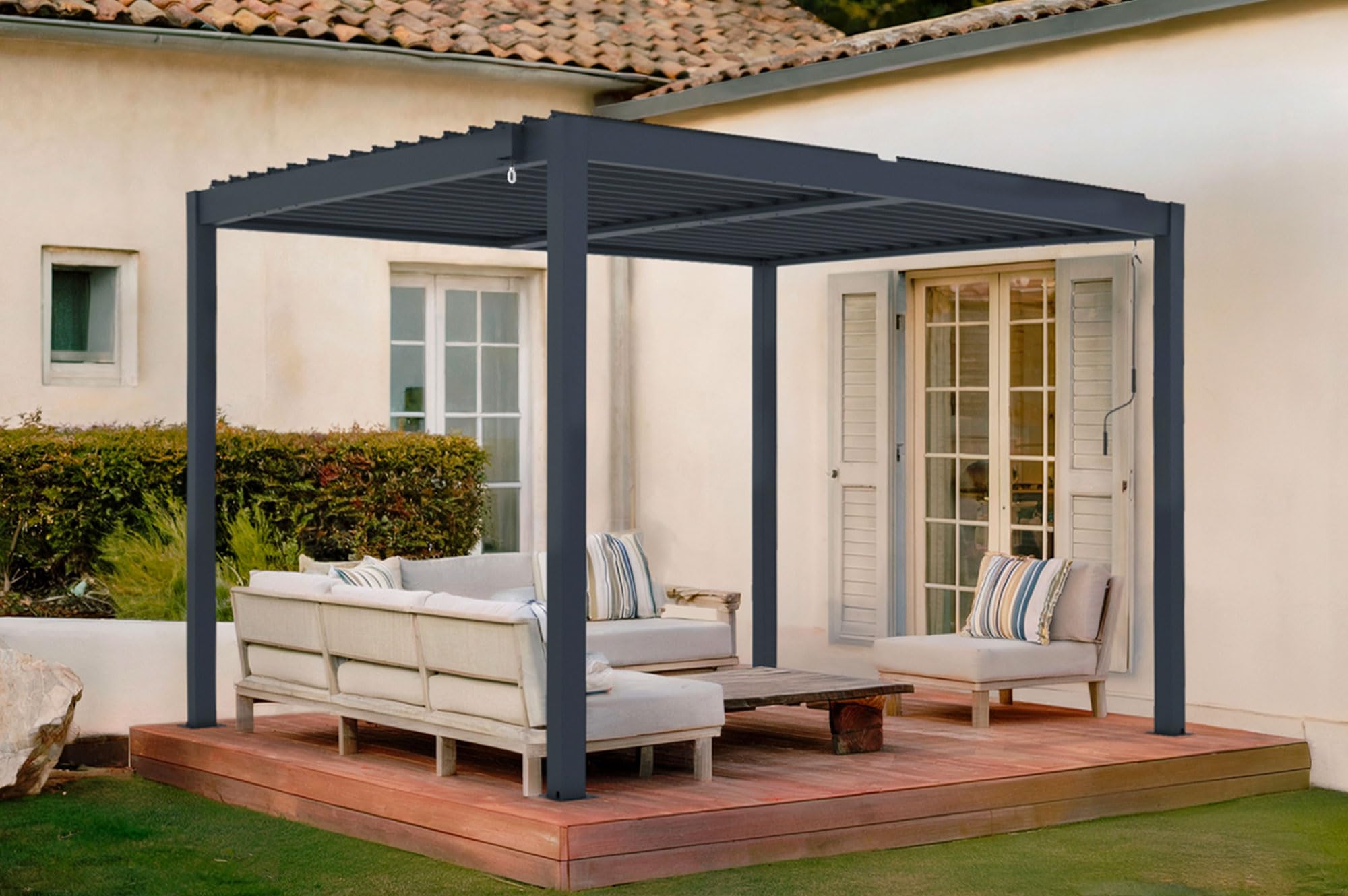 Cazeboo PIANA 3x2,5m szara aluminiowa samonośna pergola bioklimatyczna