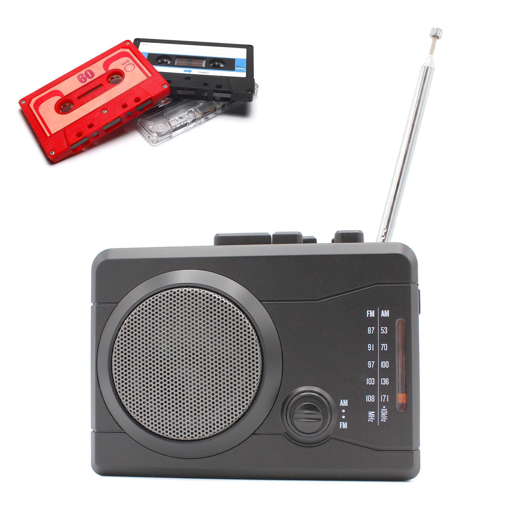 FISHTEC - Kassettenrecording-Radio mit modernen Funktionen, MP3, USB-Anschluss, FM/AM, Sprachaufnahme, integrierter Lautsprecher, ausziehbare Antenne, Audio Musik