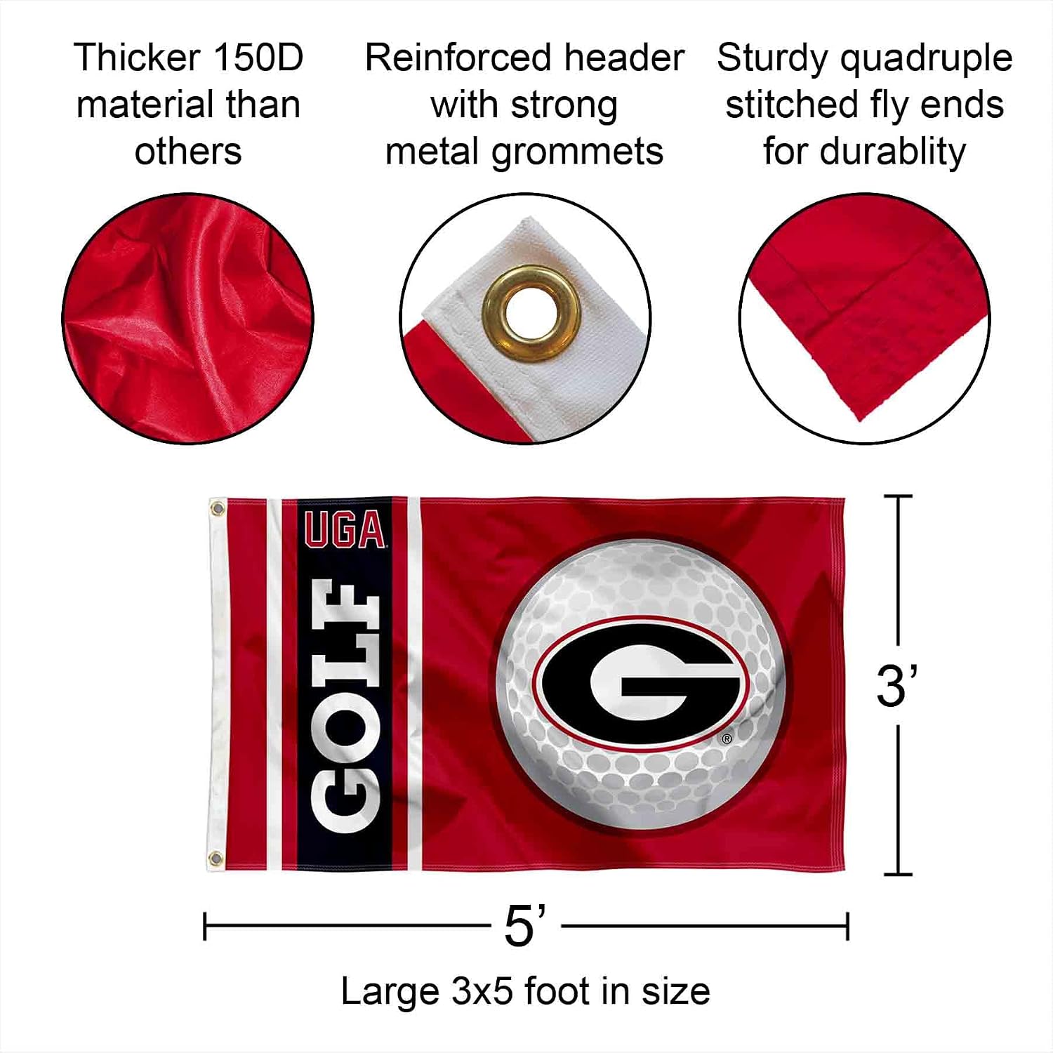 Georgia Bulldogs Golf 3x5 Grommet Flag