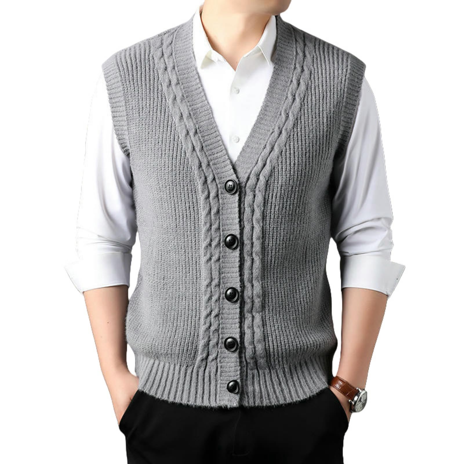 Chaleco de punto trenzado para hombre mediano regalo práctico de ropa interior formal 5
