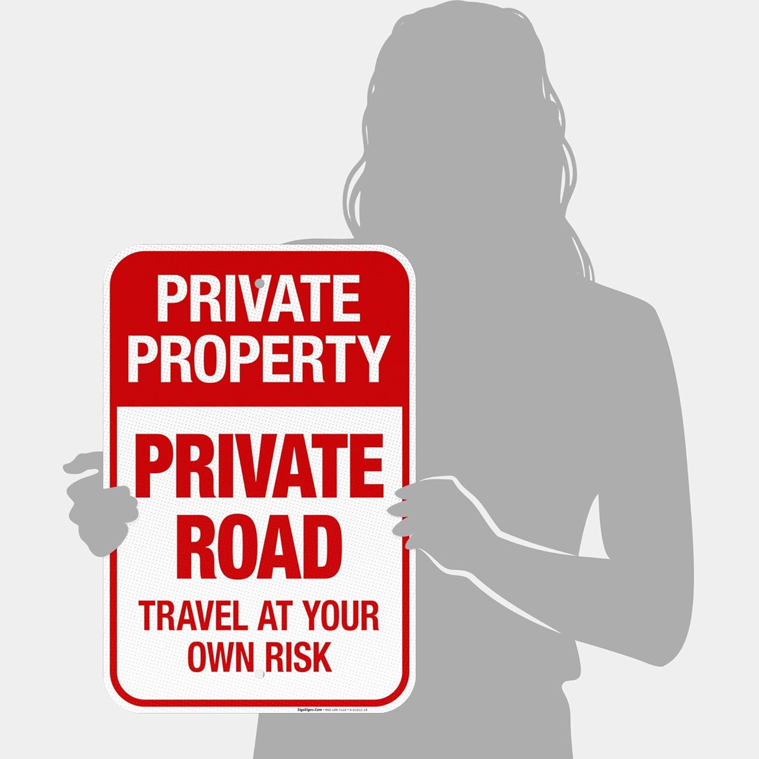 Private Road Travel at Your Own Risk Sign, 12x18 Inches, 3M EGP Reflective .063 Aluminum, Fade Resistant, Made in USA