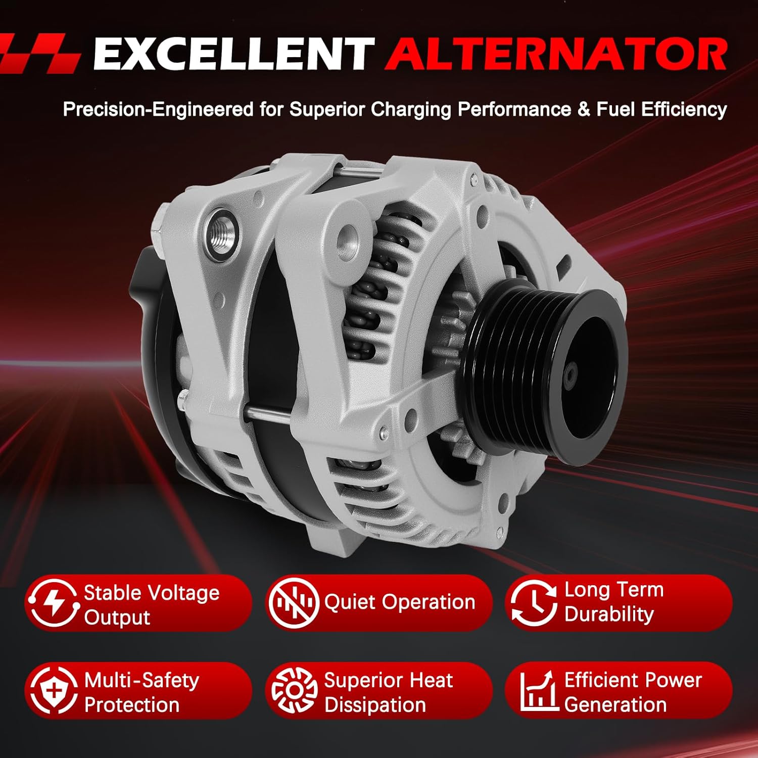 11138 Alternator 12V 100A Fits for Tacoma 2005-2015 V6 4.0L, Tundra 2006-2010, Alternator Replace OE 270600P030, 1042104230, 11138R, 2905206, AND0336