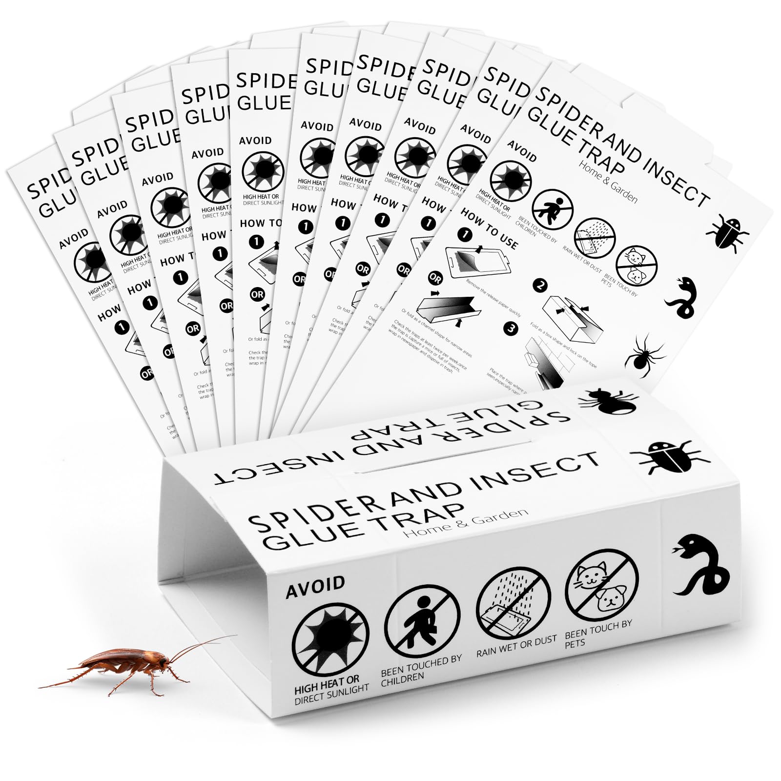 AMFUN 22 Pack Multi-Use Pest Sticky Spider Traps,Spiders And Crawling Insect Killer Traps,Extra Strong Glue Catcher,Safe Effective Pads For Home Indoor and Garden Outdoor