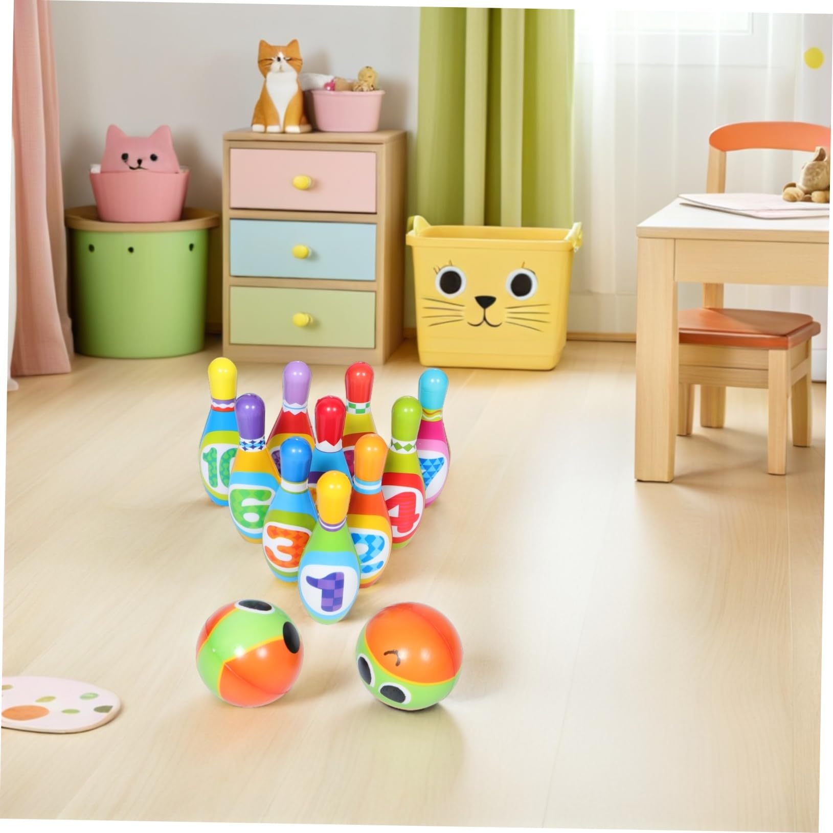 Toyvian Mini Giochi da Bowling per Ragazzo Ragazza Ragazza Birilli in Pu con Palline per attività di Gioco Educativo per Feste di Compleanno all Aperto Chiuso