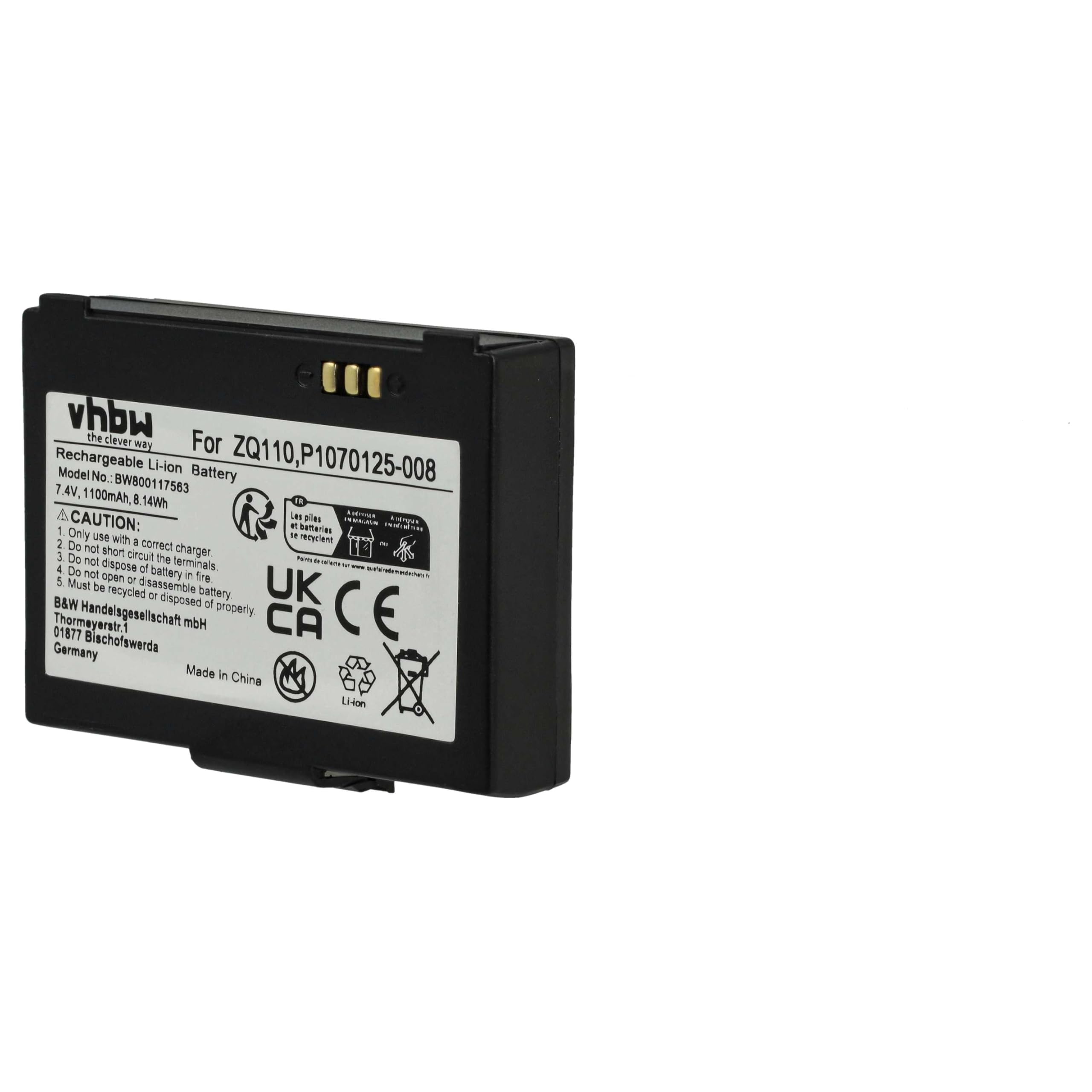vhbw 2X Akku Ersatz für Bixolon K409-00007A | PBP-R200 für Barcodescanner POS (1100 mAh, 7,4 V, Li-Ion)