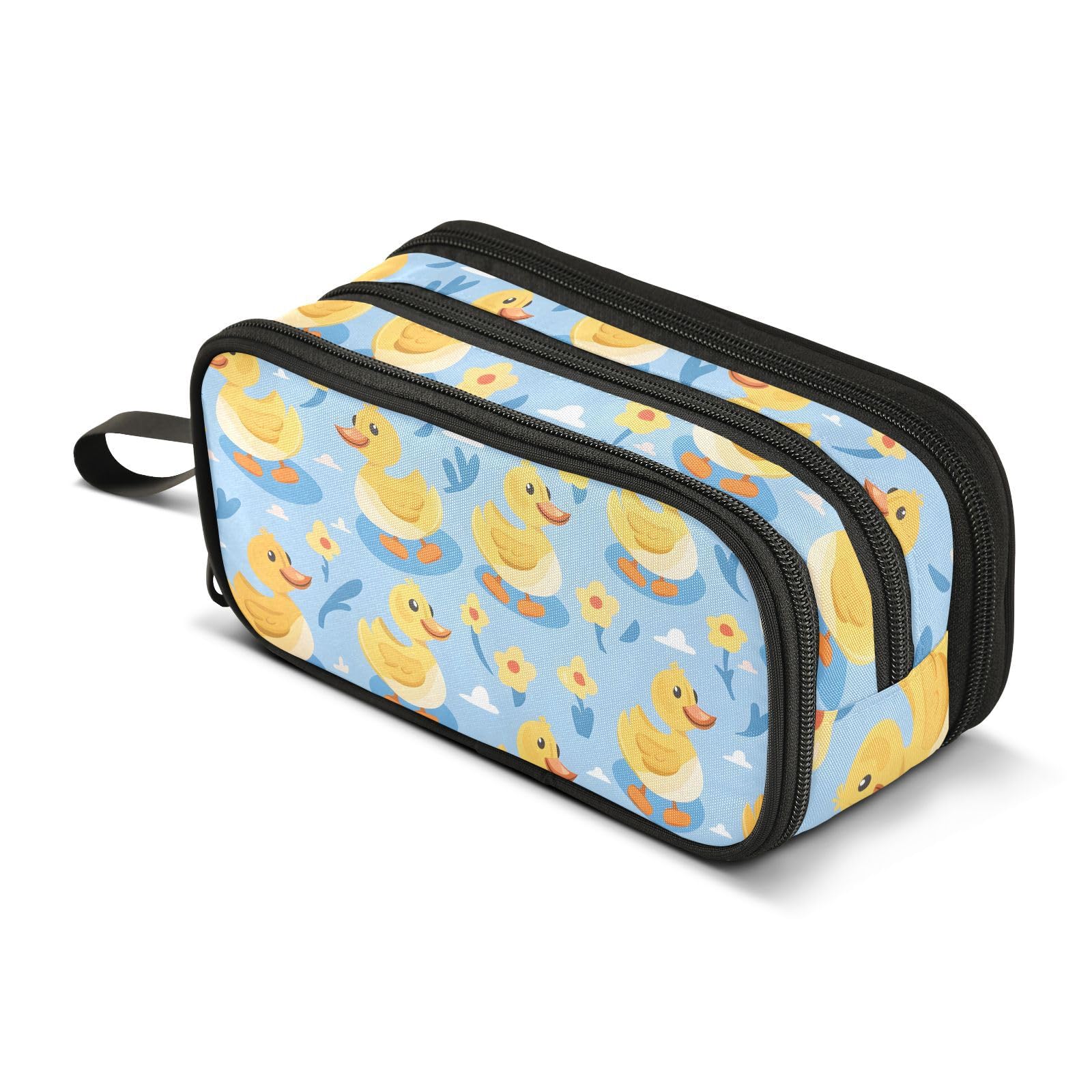 Mnsruu Duck Blue Pencil Case Large Capacity Pen Bag Girls Boys Pencil Pouch Stationery Organizer Holder Zipper Pen Case for School Office