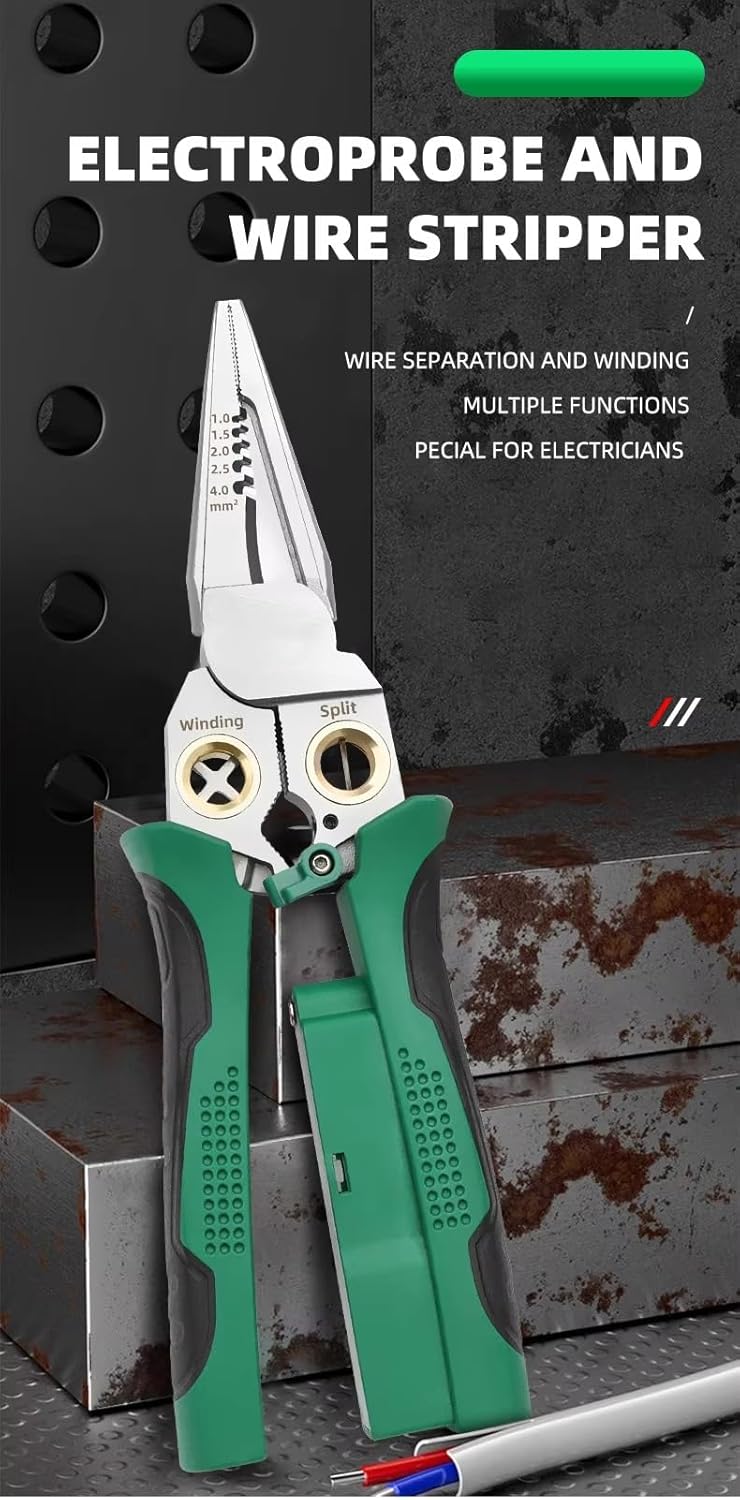 Seesei 8 in 1 Wire Stripper – Multi-Function Electric Wire Stripping Tool For Cutting And Pulling Pliers, Electrician Repair Tool, Wire Strippers Electrical (Red)