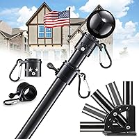 Vista 1 de Kit de poste de bandera para casa LAKEROD - Soporte de poste de bandera de metal resistente de 5 pies para exterior de casa, poste de bandera sin