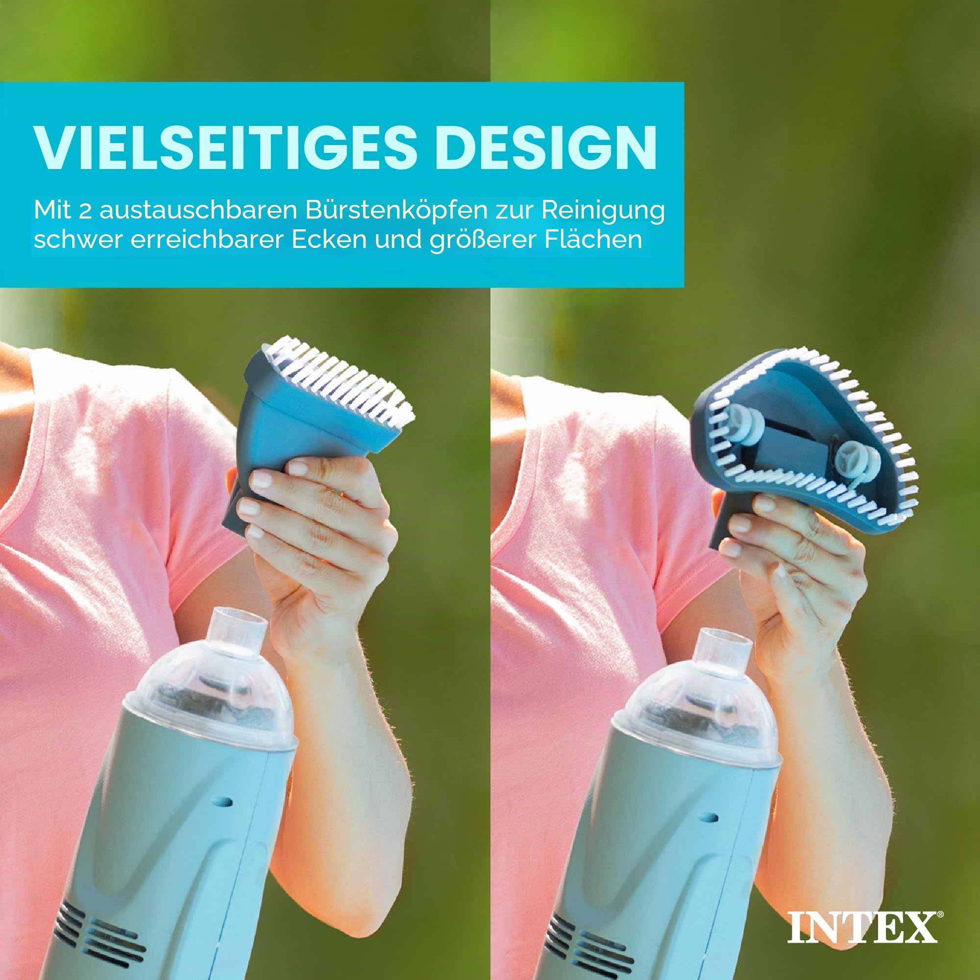 Intex Handstaubsauger, wiederaufladbar, 94 Zoll Teleskopschaft und 2 austauschbare Bürstenköpfe für oberirdisches Schwimmbad und Spa
