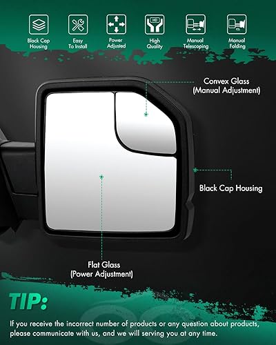 Miniatura 2 de Autodayplus, compatible con Ford F150 2004-2006 espejos laterales de pasajerochofer, señal de giro, climatizada, luz de charco, par de espejos de