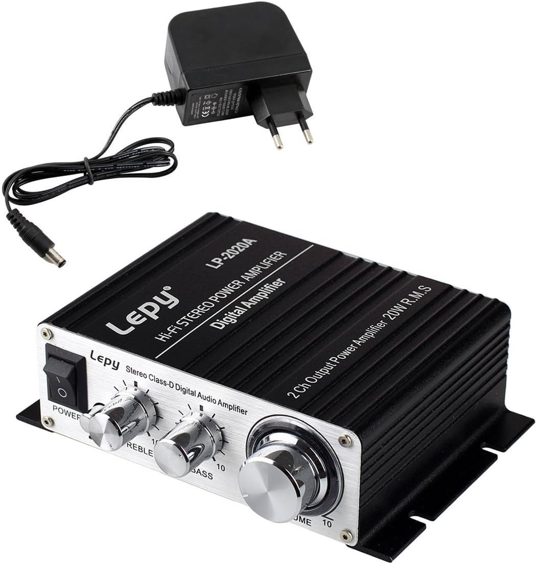 LEPY LP-2020A 20W Class-T Hifi Ampli/Amplificateur audio stéréo digital + adaptateur 3A pour iPhone, ordinateur, joueur audio etc.