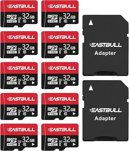 Paquete de 10 tarjetas micro SD de 32 GB, tarjetas de memoria EASTBULL SD de 32 GB, video Full HD de 90 MBs UHS-I U1 Micro SDHC Clase 10 para cámara