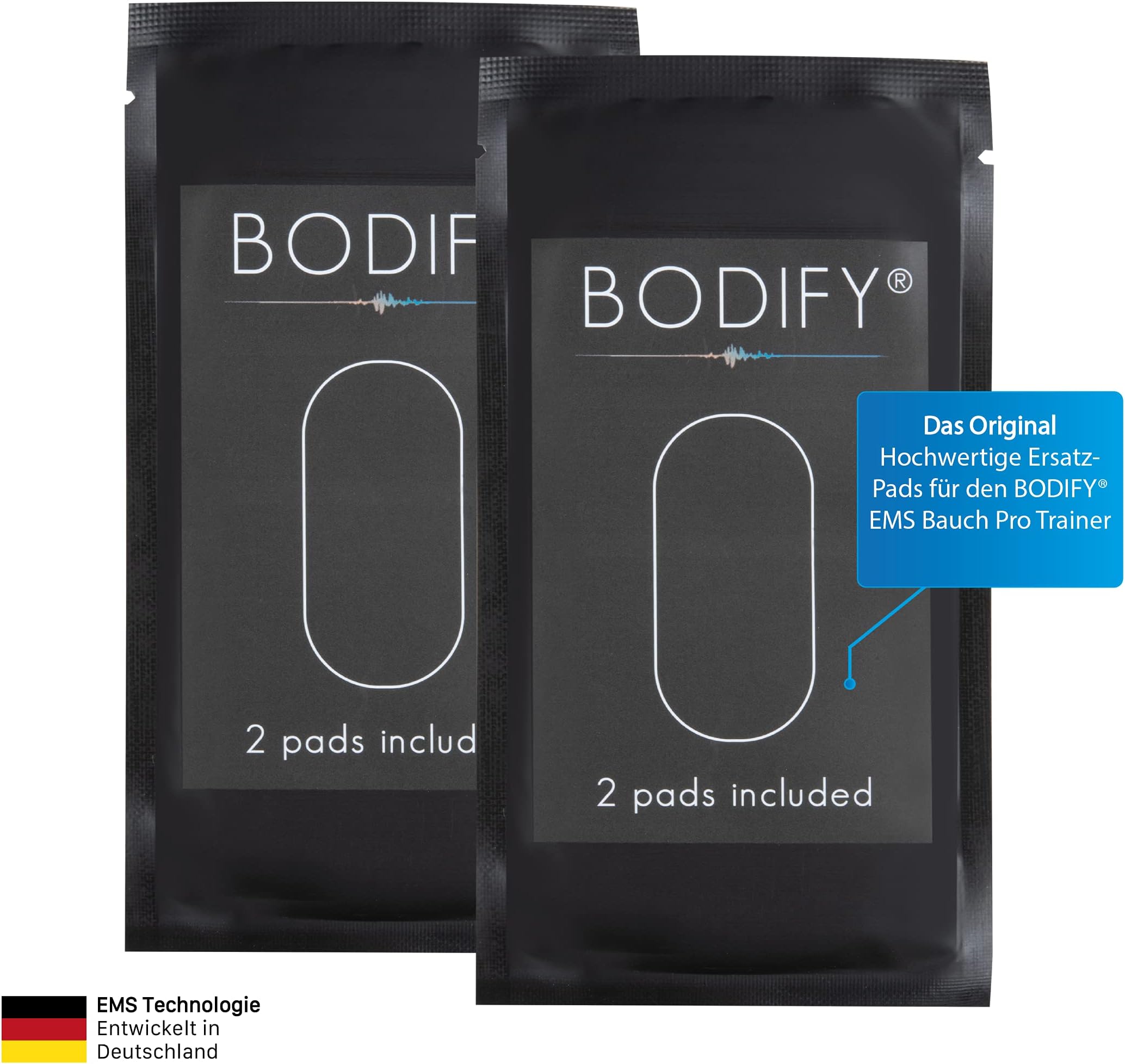 Bodify original pads - Set of 2 (without controller) - For EMS abdominal trainer Pro - Abdominal trainer for men and women THE ORIGINAL