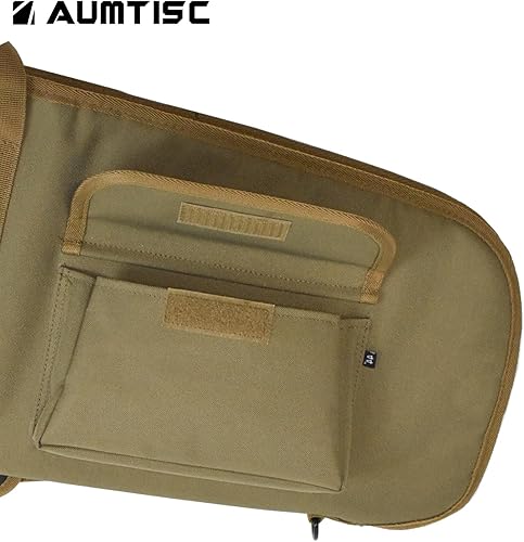 Miniatura 4 de AUMTISC Funda suave para pistola de rifle de 41/45/49 pulgadas, bolsa de transporte para rifles de alcance con bandolera ajustable Caqui