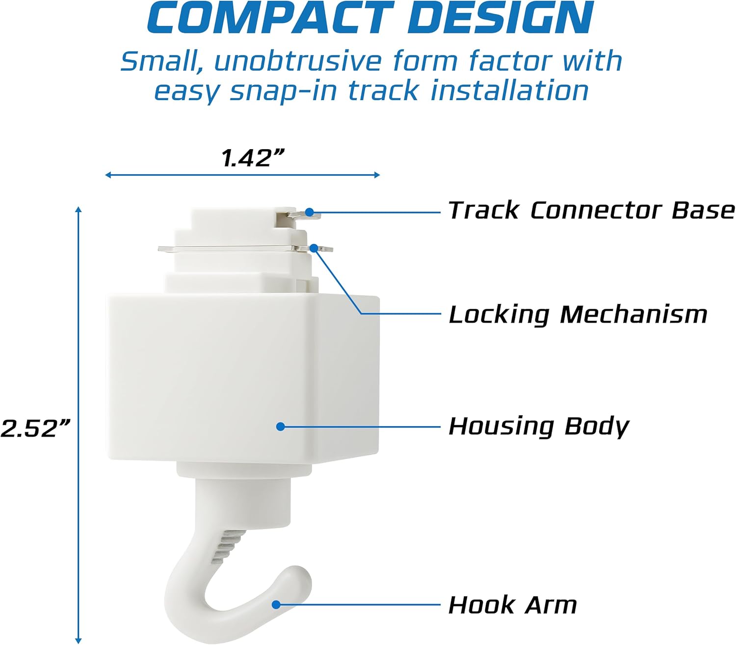 OHLECTRIC Track Light NT-308W (2 Pack) - White - Utility Hook - Single or Dual Circuit - Compatible with Halo Track