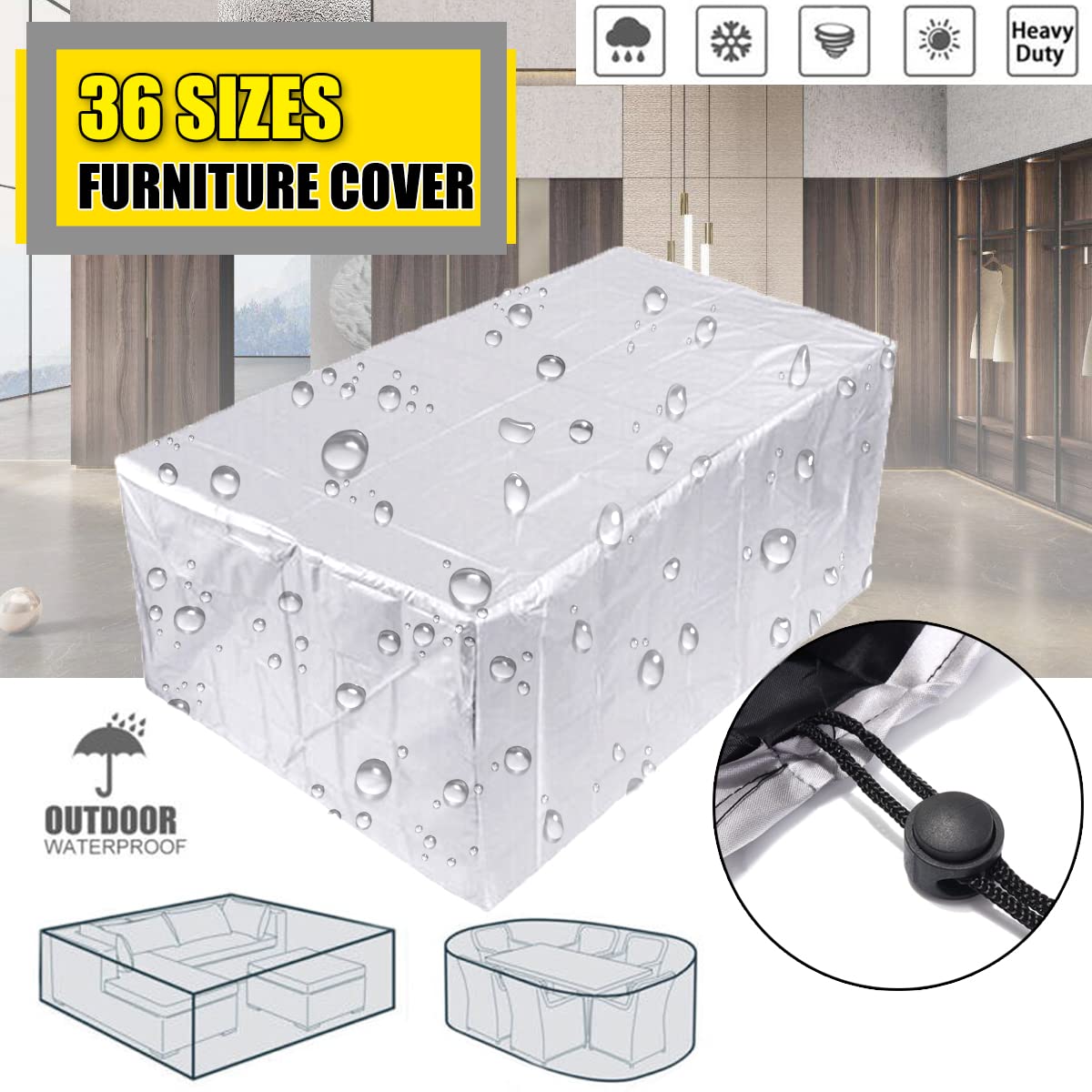 Copridivano angolare, Coperture for mobili da giardino impermeabili, Coperture impermeabili for mobili da esterno Copertura da giardino for patio Pioggia Neve Tavolo Divano Sedia Coperture di protezio