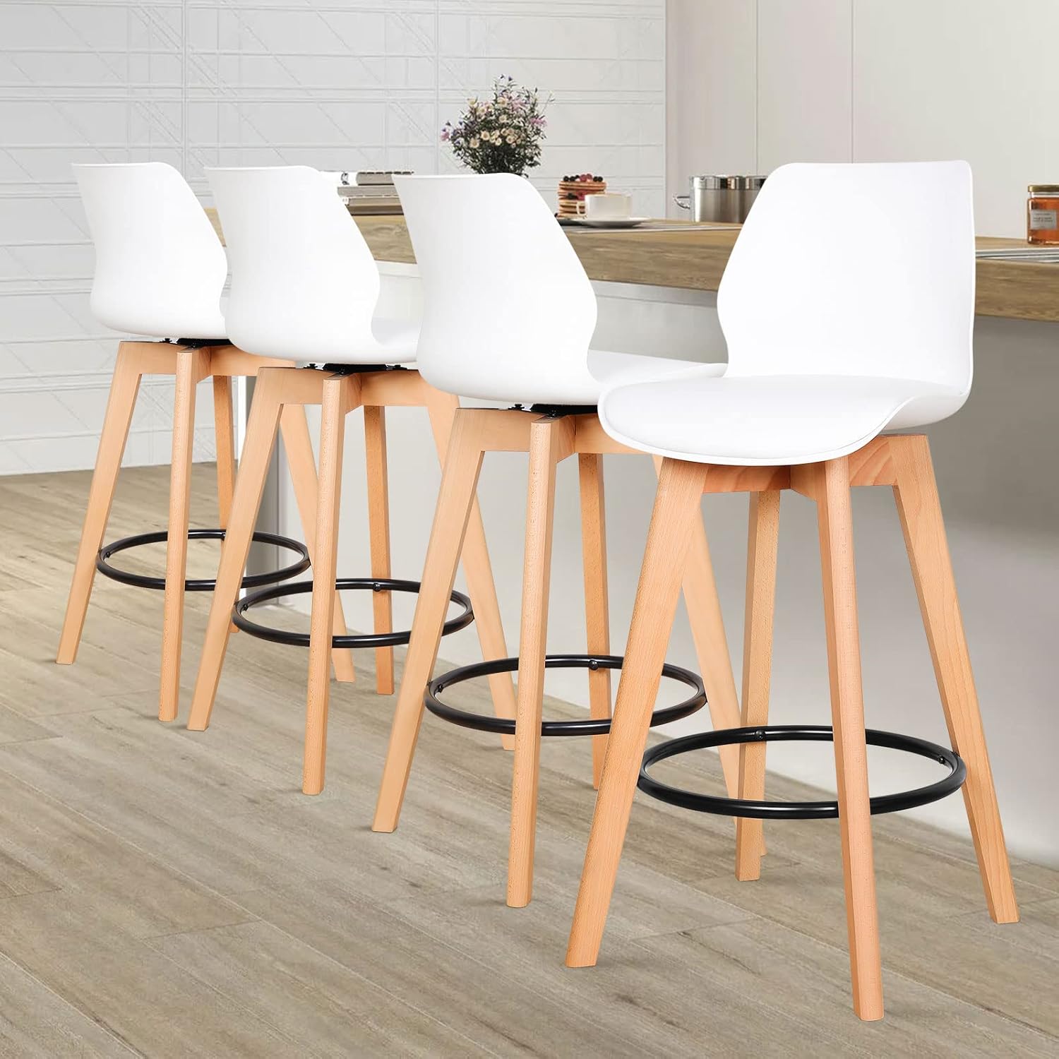 Bar Stools Set of 4 Counter Height Bar Stools, 360° Swivel