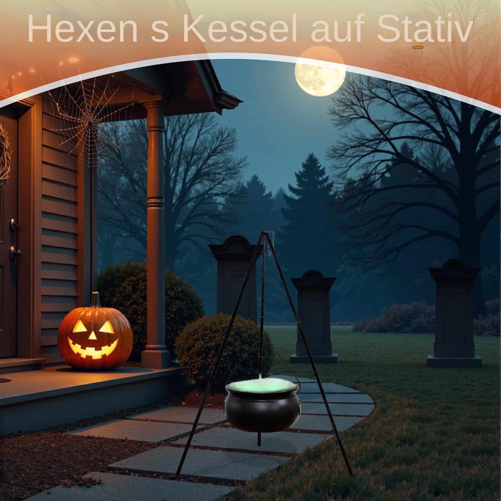 Streghe | Con illuminazione a tre zampe Halloween grande per esterni – decorazione antica per cucina, feste, decorazione giardino casa