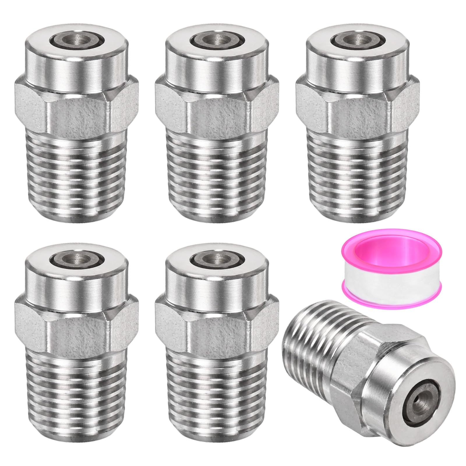 TIXIPEM 1/4IN Male NPT 0 Degree Surface Cleaner Tips [6PCS] - Pressure Washer Nozzles Cleaner Nozzle Replacement Use for Water Gun & Water Broom - [Stainless Steel-1.07MM Orifice] — image 1