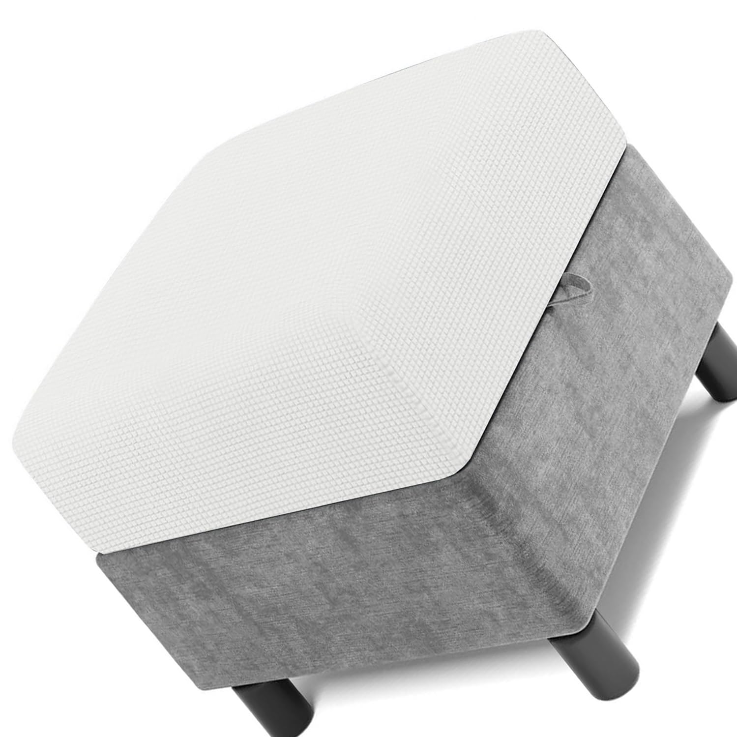 Square Ottoman Cover 50x50 60x60 80x80 Stretch Footstool Slipcovers, Soft Protector Pouffe Cover Only, Removable Washable with Elastic Bottom(White,65 x 65 cm)
