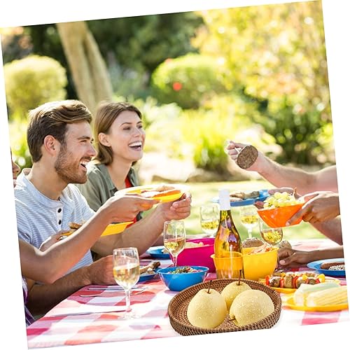 Miniatura 5 de Cesta de almacenamiento de ratán, contenedor de frutas, cesta de mimbre para servir bandeja de mesa de centro de mimbre, bandeja redonda de mimbre,