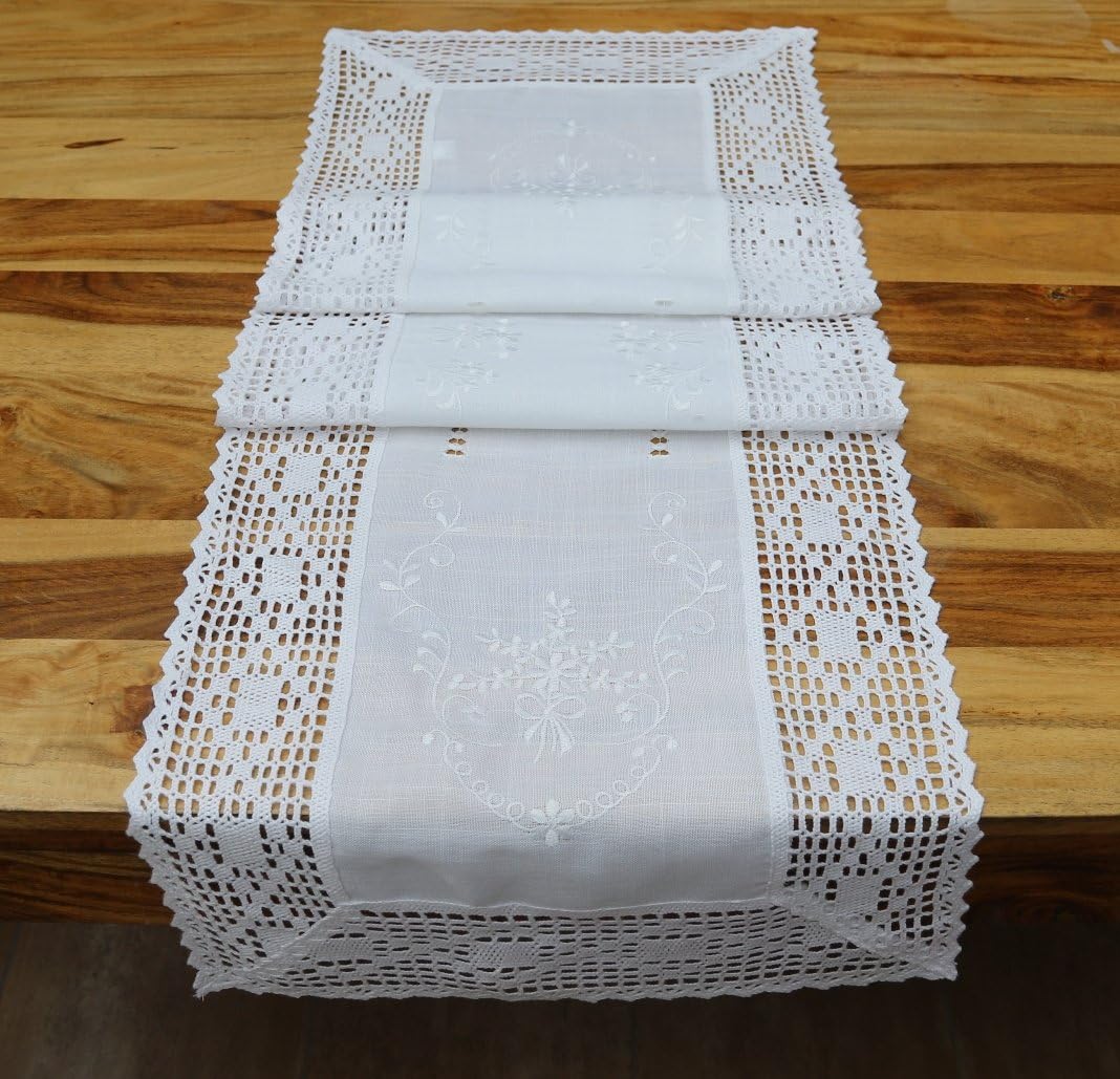 Encasa XO Tischläufer Baumwolle 40x183 Cm - Scotch Blue Mit Hohlsaum