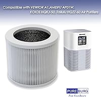 Vista 2 de PUREBURG Filtro HEPA de repuesto compatible con purificadores de aire VEWIOR A1 HQSC-50 HQKJ-80, AME=EU AP01W, KOIOS HQKJ-50, Tailulu HQZZ-60