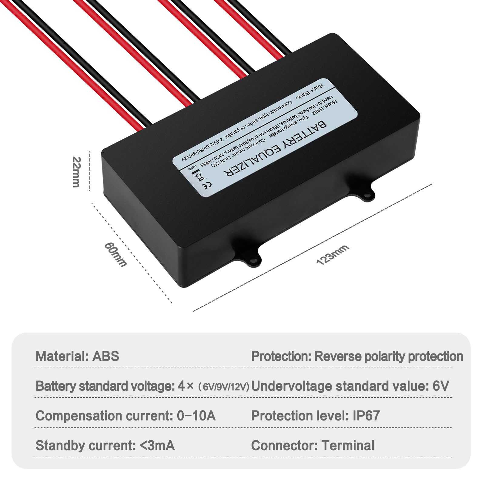 Jadeshay Égaliseur de Batterie 48V Battery Equalizer HA02 4 x 6-12V Équilibreur d'égaliseur de Batterie système Solaire équilibreur de Tension de Batterie for Batterie au Lithium au Plomb