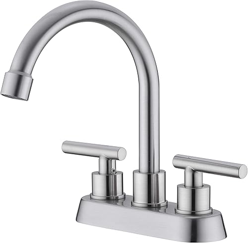 Miniatura 9 de Grifo de baño negro, grifo de lavabo de baño de 2 asas, juego central de 3 agujeros de 4 pulgadas, sin plomo, moderno, comercial, para autocaravana,