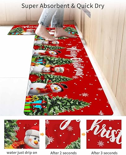 Miniatura 4 de Tapete de baño de invierno con diseño de muñeco de nieve para bañera, antideslizante, de secado rápido y absorbente, con tierra de diatomeas, para