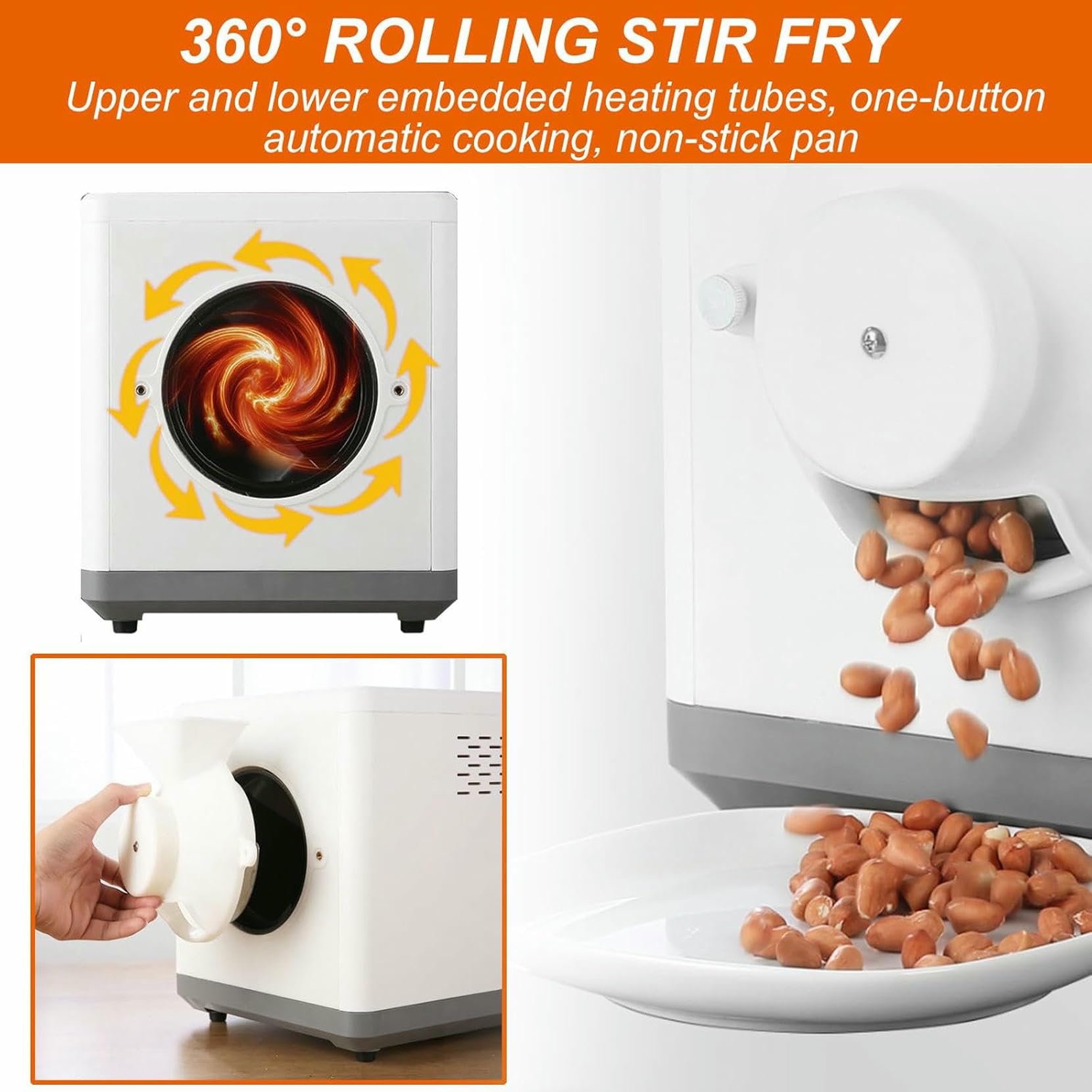 Tostadore per caffè A Tamburo Domestico, Piccola Macchina Elettrica per Arrostire Fagioli di caffè A Calore, Grande capacità, per La Tostatura, Frittura (220V)