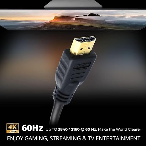 High-Speed 6.6 Foot HDMI Cable for Nintendo Switch, PS4, Xbox - Premium Quality, 4K Ultra HD, High-Fidelity Audio, Durable Connectors - Ideal for Gaming, Streaming, and Home Entertainment