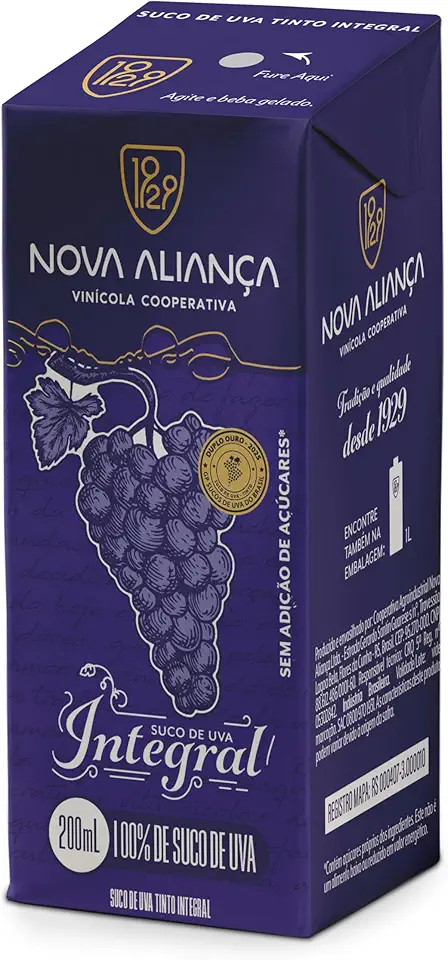 Suco de Uva Tinto Integral Nova Aliança 200ml