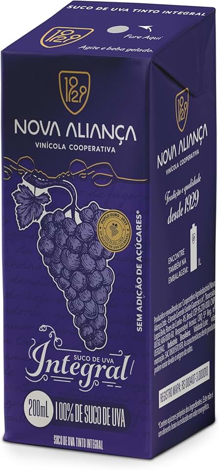 Suco de Uva Tinto Integral Nova Aliança 200ml
