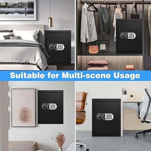 Miniatura 9 de Caja fuerte grande de 2.5 pies cúbicos con bolsa impermeable ignífuga, cajas fuertes para documentos del hogar, caja de seguridad antirrobo con