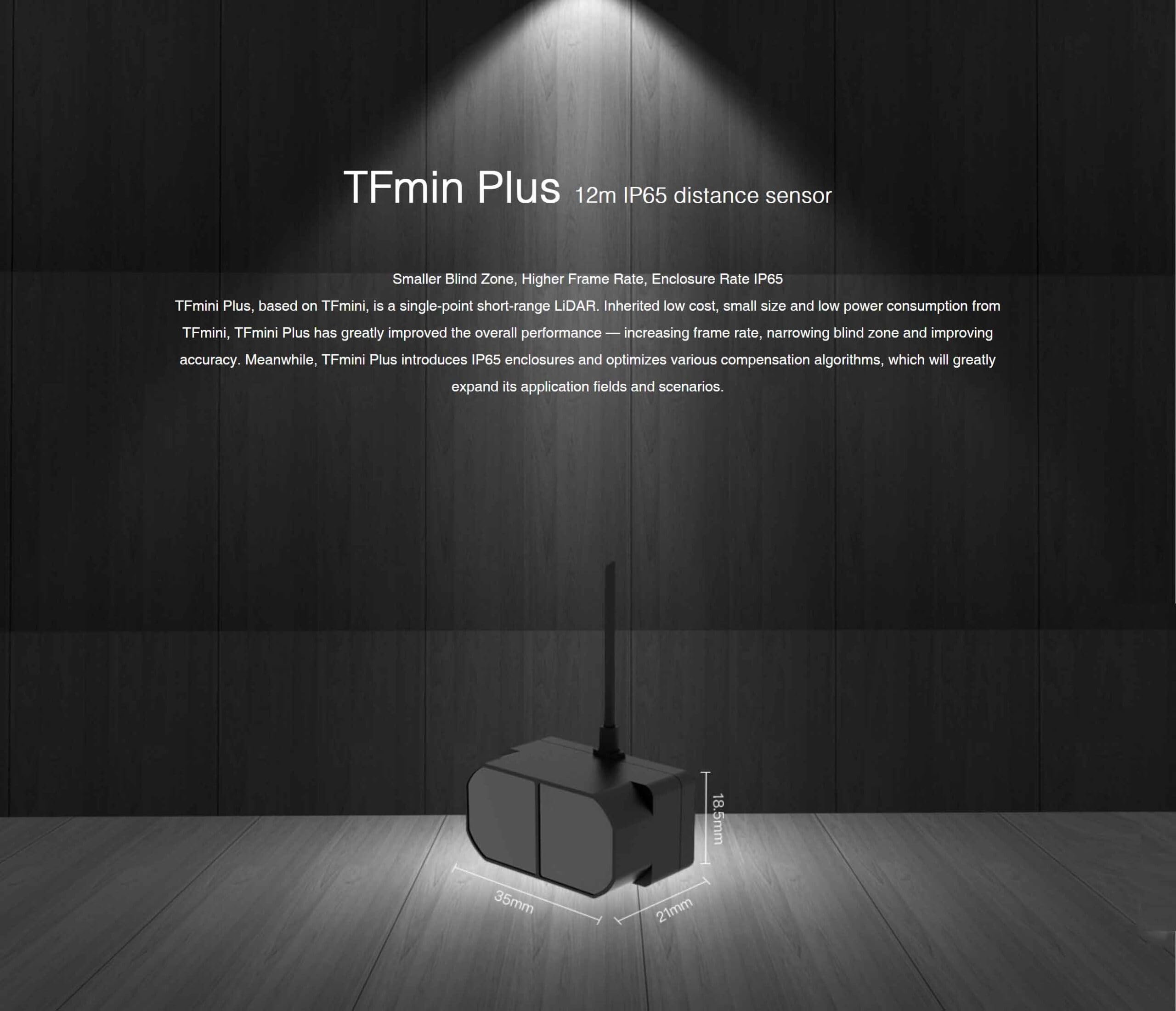TFmini Plus Lidar Module de capteur de portée laser TOF Interface de capteur de distance UART I2C IIC Obstacle